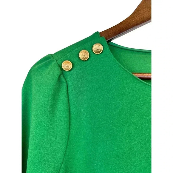 Melloday Green Button-Shoulder Long Sleeve Top - Medium - Picture 3 of 9